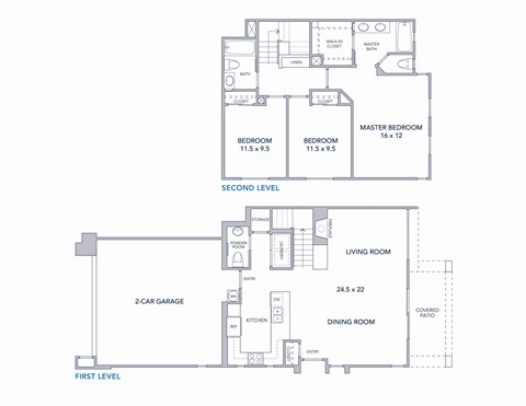 Floor plan for 3 beds, 2.5 baths, 1482 sqft